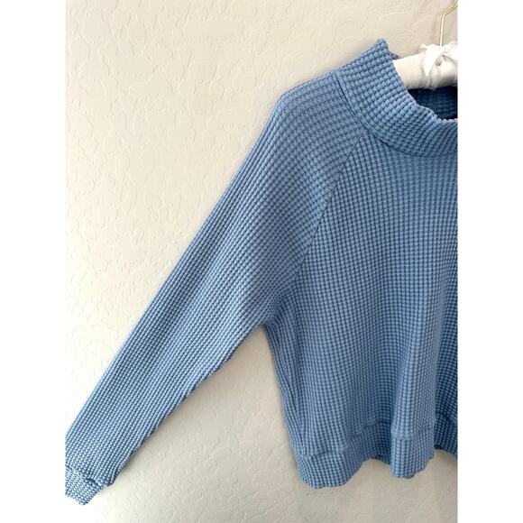 THE NORTH FACE | Blue Chabot Waffle Knit Pullover Cotton Mock Neck Top | Small - Picture 3 of 6